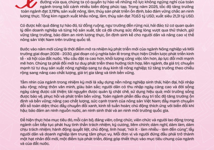 Thư chúc mừng năm mới của Bộ trưởng Bộ Nông nghiệp và Môi trường 