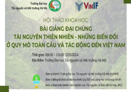 Hội thảo khoa học Bài giảng đại chúng: Tài nguyên thiên nhiên, những biến đổi ở quy mô  toàn cầu và tác động đến Việt Nam