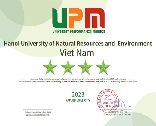Trường Đại học Tài nguyên và Môi trường Hà Nội đạt chuẩn 4 sao định hướng ứng dụng theo bảng xếp hạng UPM