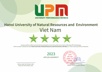 Trường Đại học Tài nguyên và Môi trường Hà Nội đạt chuẩn 4 sao định hướng ứng dụng theo bảng xếp hạng UPM