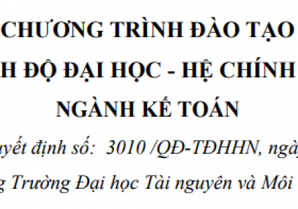 Chương trình đạo tạo Đại học - hệ chính quy Ngành kế toán năm 2021
