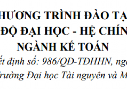 Chương trình đạo tạo Đại học - hệ chính quy Ngành kế toán năm 2019