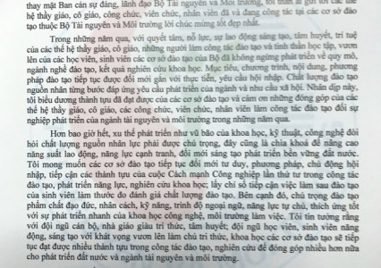 Thư của Bộ trưởng Trần Hồng Hà chúc mừng Ngày Nhà giáo Việt Nam 20/11