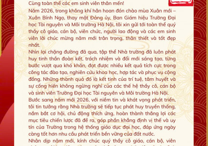 Thư chúc Tết của Hiệu trưởng Trường Đại học Tài nguyên và Môi trường Hà Nội