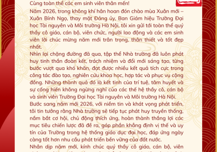 Thư chúc Tết của Hiệu trưởng Trường Đại học Tài nguyên và Môi trường Hà Nội