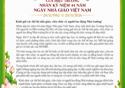 Thư chúc mừng của Hiệu trưởng nhân kỷ niệm 44 năm Ngày Nhà giáo Việt Nam 20 tháng 11